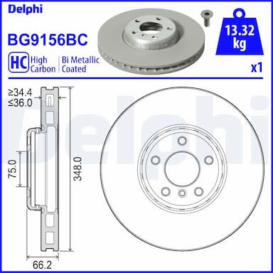 Bremžu diski DELPHI BG9156BC 1