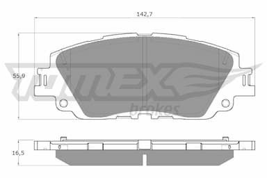 Bremžu uzliku kompl., Disku bremzes TOMEX Brakes TX 19-64 1