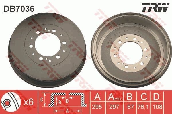 Bremžu trumulis TRW DB7036 1