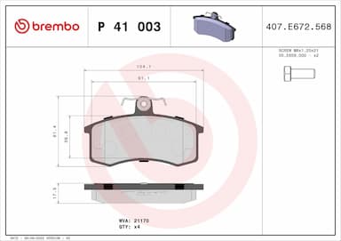 Bremžu uzliku kompl., Disku bremzes BREMBO P 41 003 1