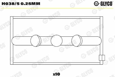 Kloķvārpstas gultnis GLYCO H038/5 0.25mm 1