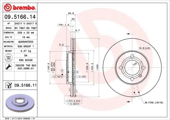 Bremžu diski BREMBO 09.5166.11 1