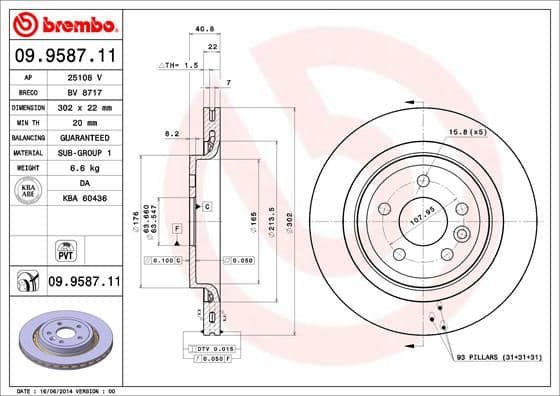 Bremžu diski BREMBO 09.9587.11 1