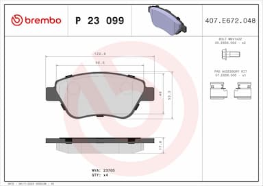 Bremžu uzliku kompl., Disku bremzes BREMBO P 23 099 1