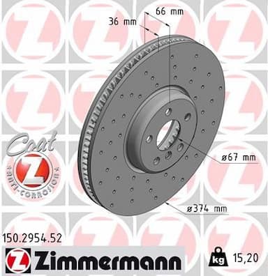 Bremžu diski ZIMMERMANN 150.2954.52 1