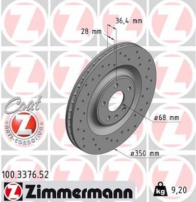 Bremžu diski ZIMMERMANN 100.3376.52 1