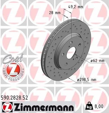 Bremžu diski ZIMMERMANN 590.2828.52 1