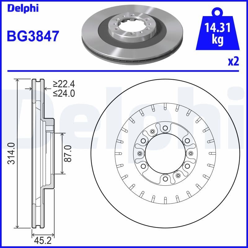 Bremžu diski DELPHI BG3847 1