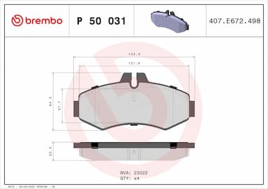 Bremžu uzliku kompl., Disku bremzes BREMBO P 50 031 1