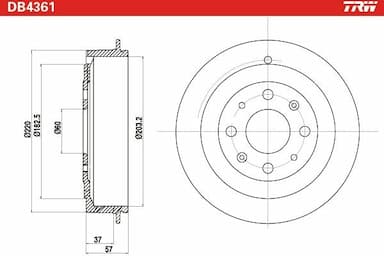 Bremžu trumulis TRW DB4361 2