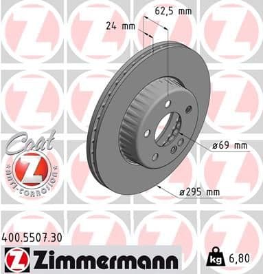 Bremžu diski ZIMMERMANN 400.5507.30 1