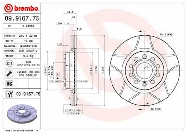 Bremžu diski BREMBO 09.9167.75 1