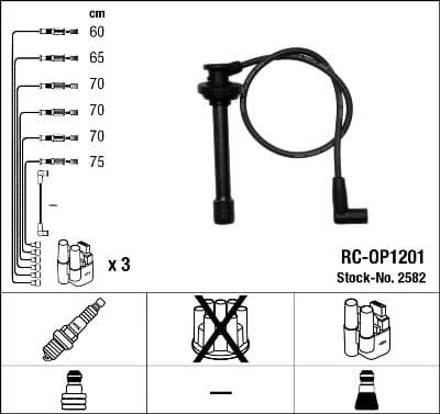 Augstsprieguma vadu komplekts NGK 2582 1