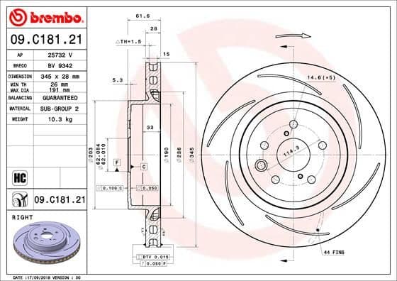 Bremžu diski BREMBO 09.C181.21 1