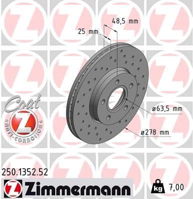 Bremžu diski ZIMMERMANN 250.1352.52 1