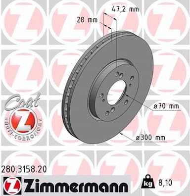 Bremžu diski ZIMMERMANN 280.3158.20 1