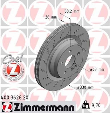 Bremžu diski ZIMMERMANN 400.3626.20 1