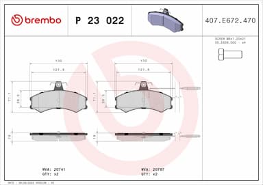 Bremžu uzliku kompl., Disku bremzes BREMBO P 23 022 1