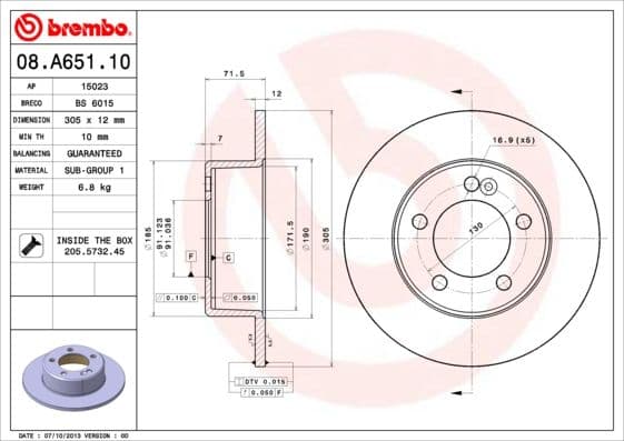 Bremžu diski BREMBO 08.A651.10 1