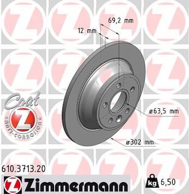 Bremžu diski ZIMMERMANN 610.3713.20 1