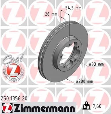 Bremžu diski ZIMMERMANN 250.1356.20 1