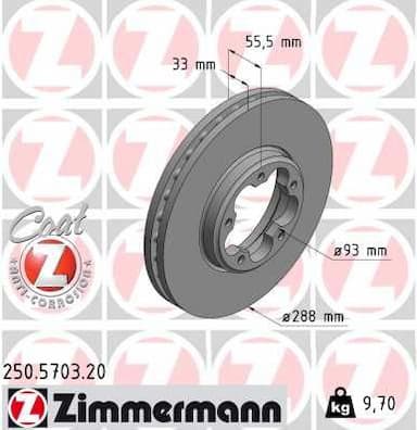 Bremžu diski ZIMMERMANN 250.5703.20 1