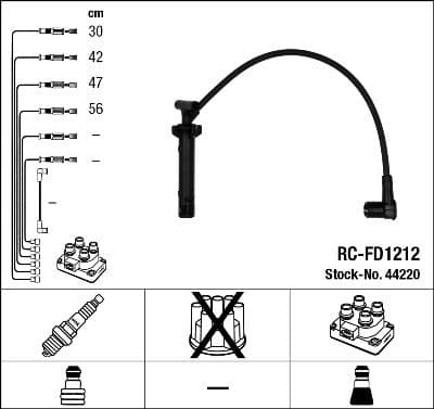 Augstsprieguma vadu komplekts NGK 44220 1