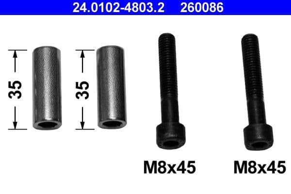 Virzītājčaulu komplekts, Bremžu suports ATE 24.0102-4803.2 1