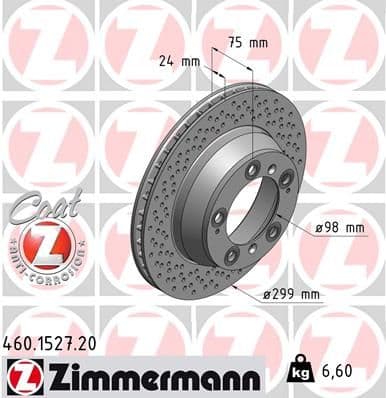 Bremžu diski ZIMMERMANN 460.1527.20 1