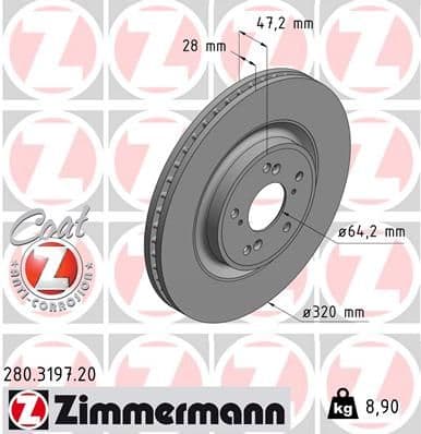 Bremžu diski ZIMMERMANN 280.3197.20 1