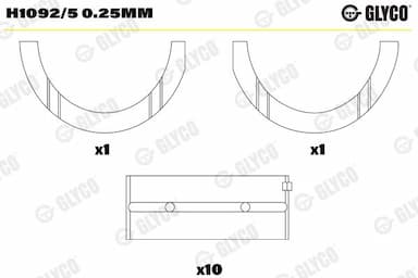 Kloķvārpstas gultnis GLYCO H1092/5 0.25mm 1