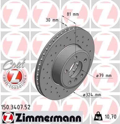 Bremžu diski ZIMMERMANN 150.3407.52 1