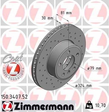 Bremžu diski ZIMMERMANN 150.3407.52 1