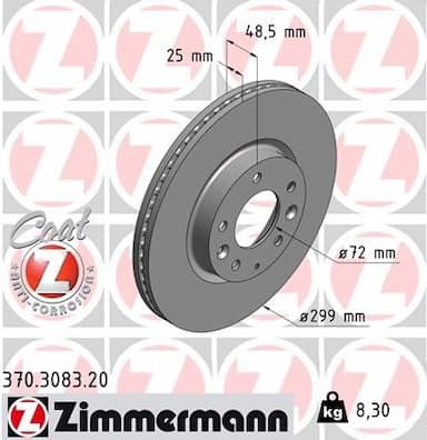 Bremžu diski ZIMMERMANN 370.3083.20 1