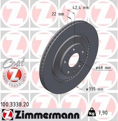 Bremžu diski ZIMMERMANN 100.3338.20 1