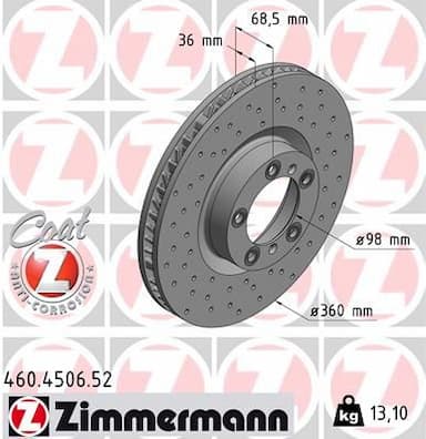 Bremžu diski ZIMMERMANN 460.4506.52 1