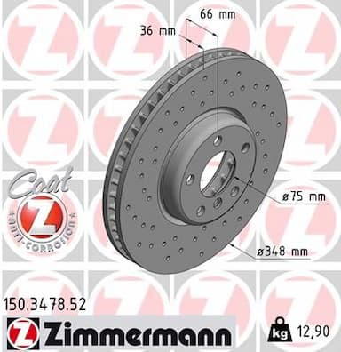 Bremžu diski ZIMMERMANN 150.3478.52 1