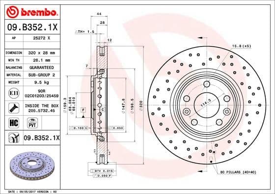 Bremžu diski BREMBO 09.B352.1X 1