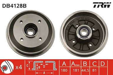 Bremžu trumulis TRW DB4128B 1