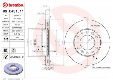 Bremžu diski BREMBO 09.D431.11 1