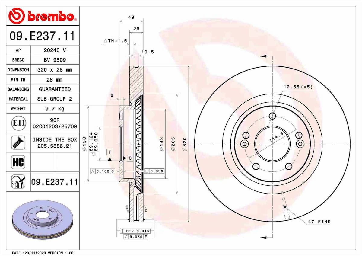 Bremžu diski BREMBO 09.E237.11 1