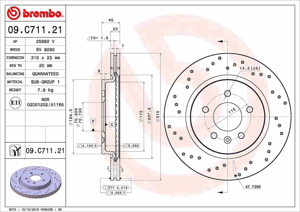 Bremžu diski BREMBO 09.C711.21 1