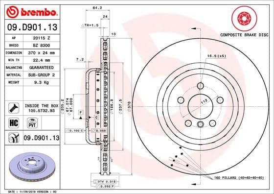 Bremžu diski BREMBO 09.D901.13 1