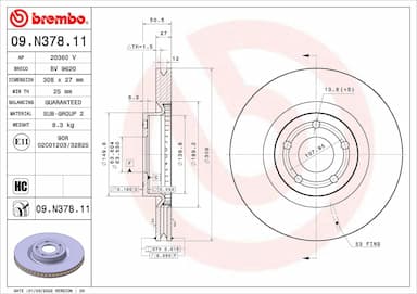 Bremžu diski BREMBO 09.N378.11 1