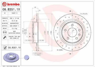 Bremžu diski BREMBO 08.B351.1X 1