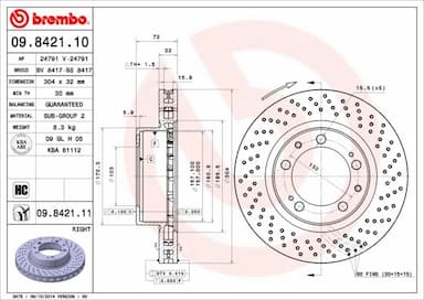 Bremžu diski BREMBO 09.8421.11 1