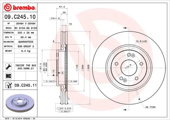 Bremžu diski BREMBO 09.C245.11 1