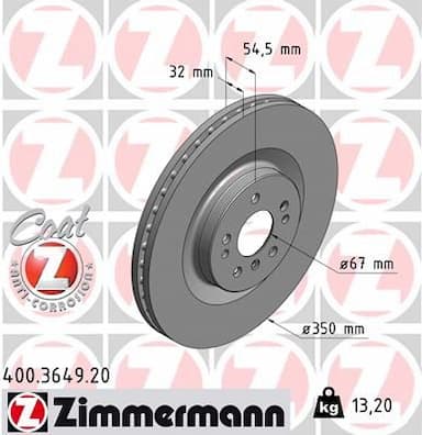 Bremžu diski ZIMMERMANN 400.3649.20 1