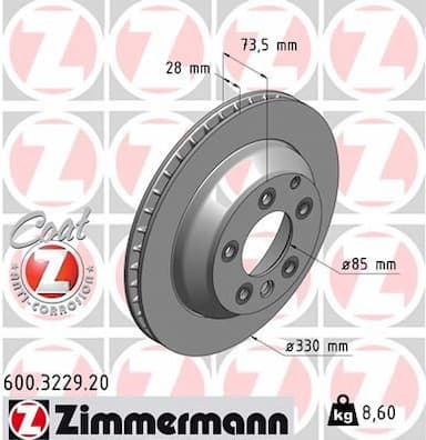 Bremžu diski ZIMMERMANN 600.3229.20 1