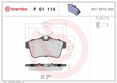 Bremžu uzliku kompl., Disku bremzes BREMBO P 61 114 1